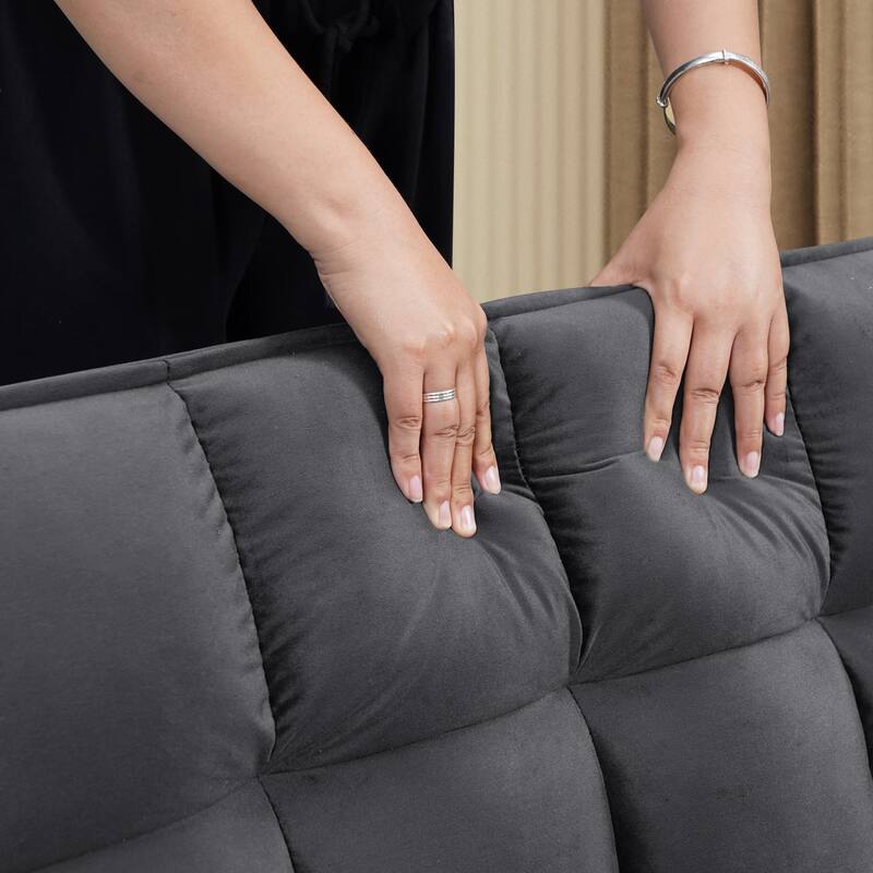 55.5" Convertible Velvet Double Sleeper Sofa Bed with Hidden Side Table