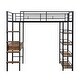 preview thumbnail 10 of 9, Contemporary Design Metal Loft Bed Frame with Storage Shelves and Built-in Desk, Twin Size, Black