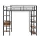 preview thumbnail 10 of 9, Twin Size Bed Frame with Built-in Wood Desk, Shelves and Storage Drawer, Metal Loft Bed with Safety Guardrail & Ladder