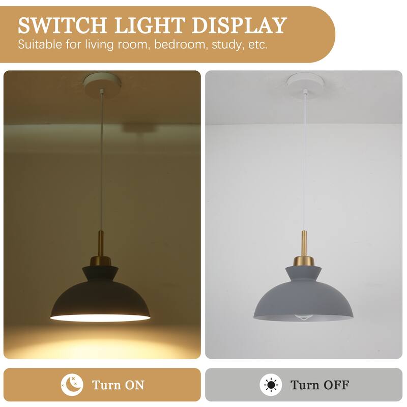 1-Light Hanging Ceiling Pendant Light Chandelier Light Fixture with Metal Shade for Kitchen Island