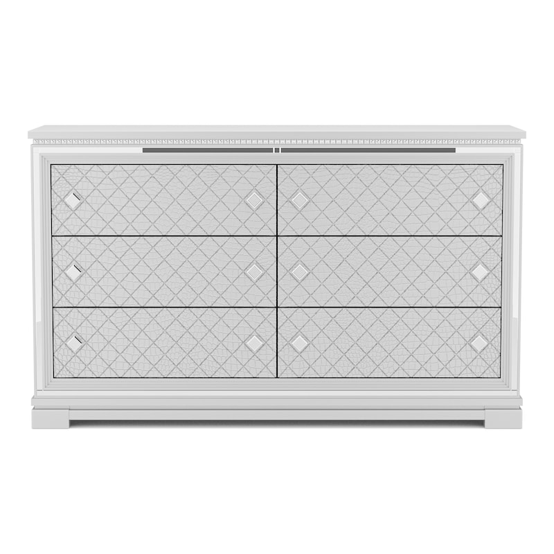 Seleena Glam Silver 62-inch Wide 6-Drawer Solid Wood Dresser by Furniture of America