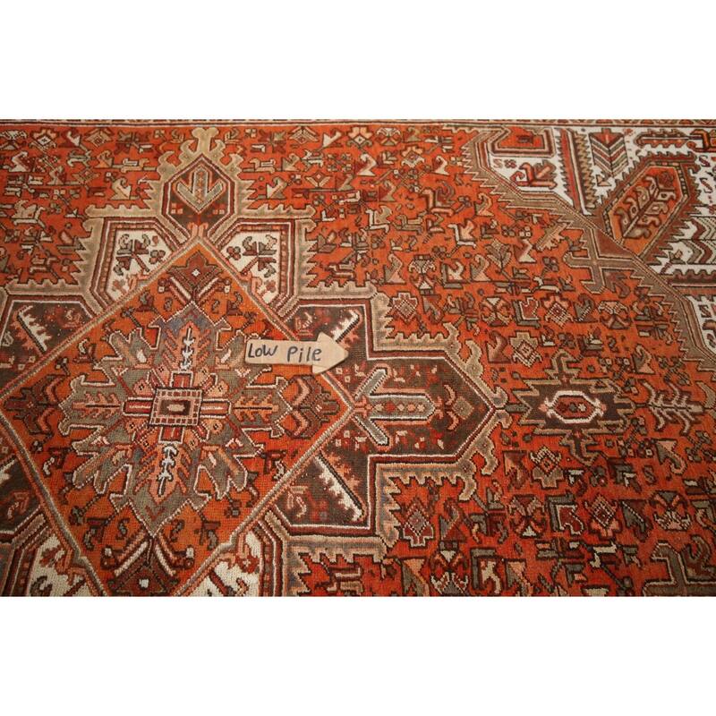 Hand Knotted Oriental 100% Wool Carpet Traditional Medallion Oranges & Rust Heriz Area Rug - 9' 6'' X 6' 10''