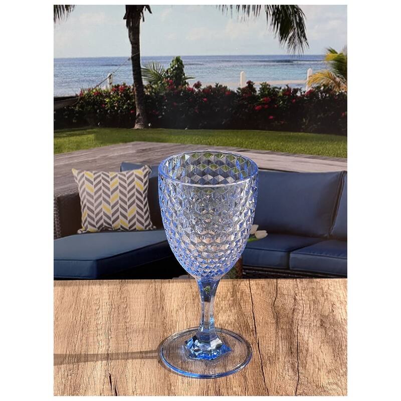 Diamond Cut Plastic Wine Glasses Set of 4 (12oz), BPA Free Acrylic Wine Glass Set