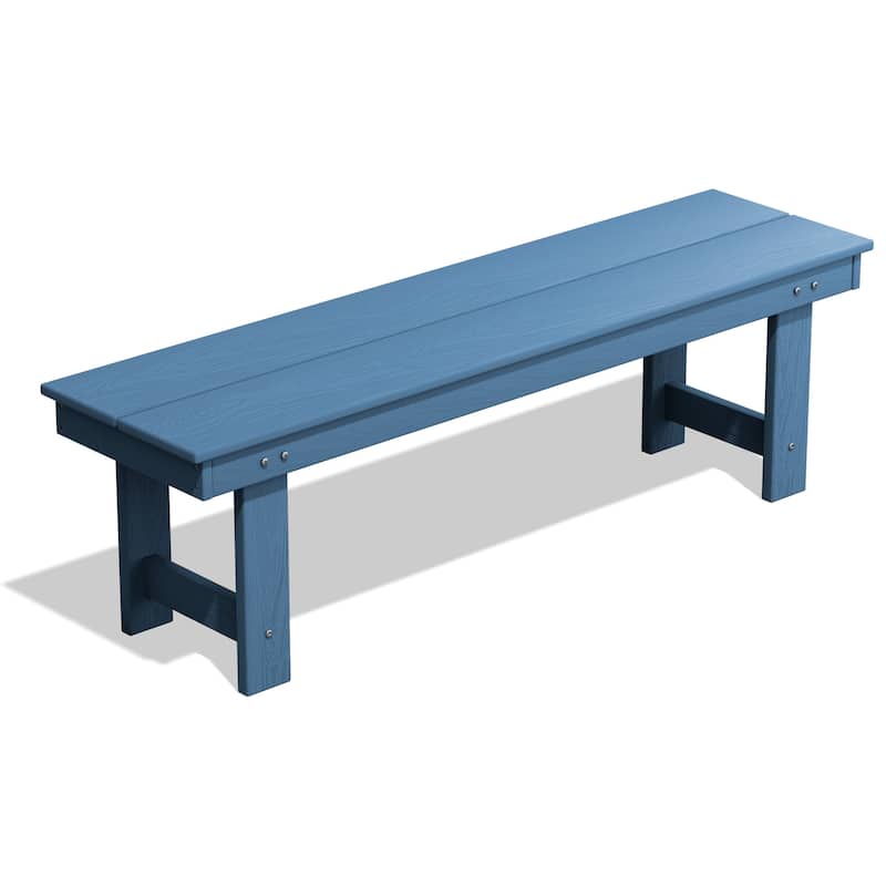 6-Piece HDPE Outdoor Dining Table Sets with Umbrella Hole - 1-Table 4-Chairs-1-Bench