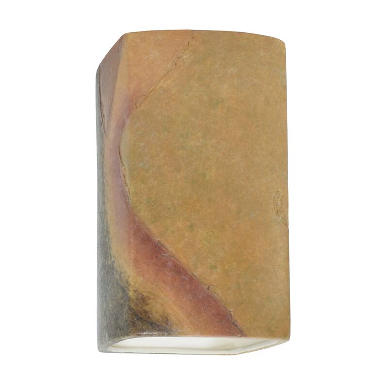 Justice Design Ambiance - Small Rectangle Wall Sconce - Open Top & Bottom - Replaceable Bulb - Harvest Yellow Slate