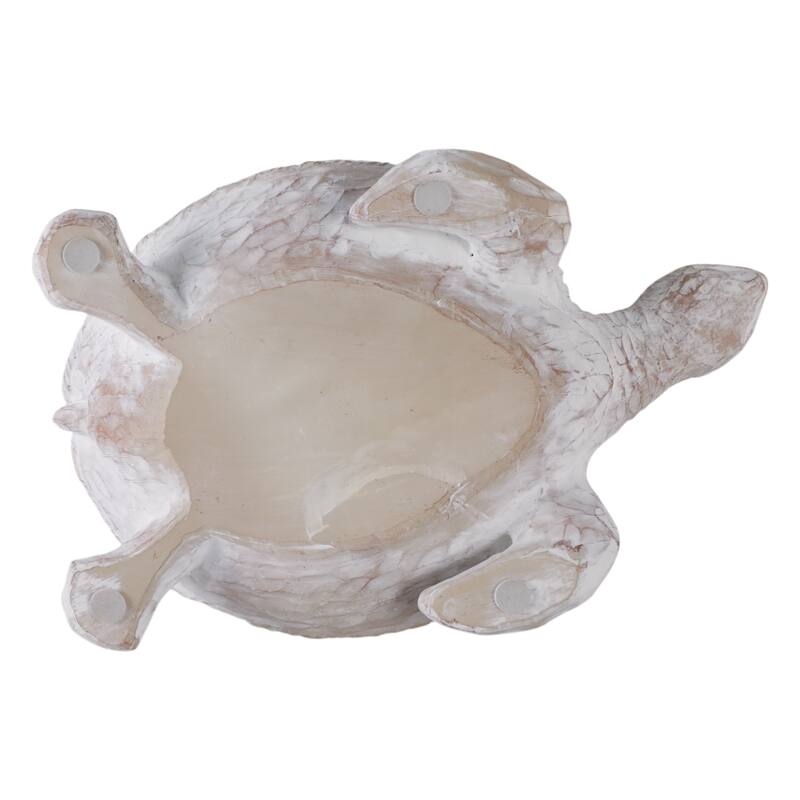 Resin Coastal Style Sea Turtle Sculpture with Woven Shell Texture