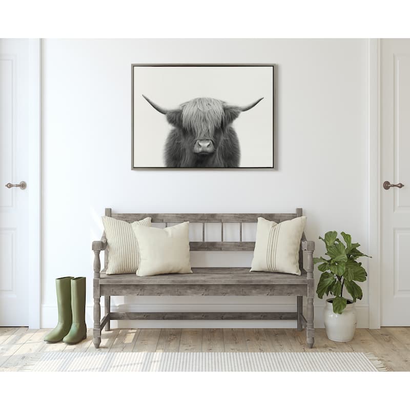 Kate and Laurel Sylvie Cow Framed Canvas by The Creative Bunch Studio