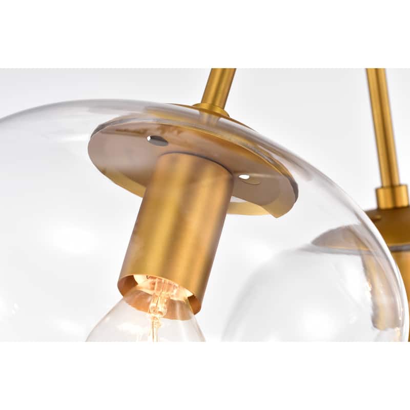 Tashan Aged Brass 3-Light Globe Clear Glass Shade Semi-Flush Mount
