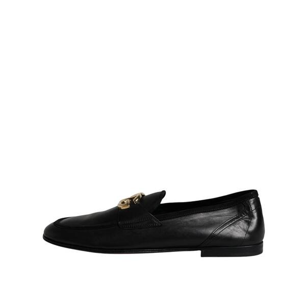 Dolce & Gabbana Black Leather Logo Slip On Loafers Men display picture 1
