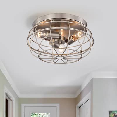 Antoine 3-Light Metal Dome Cage Flush Mount
