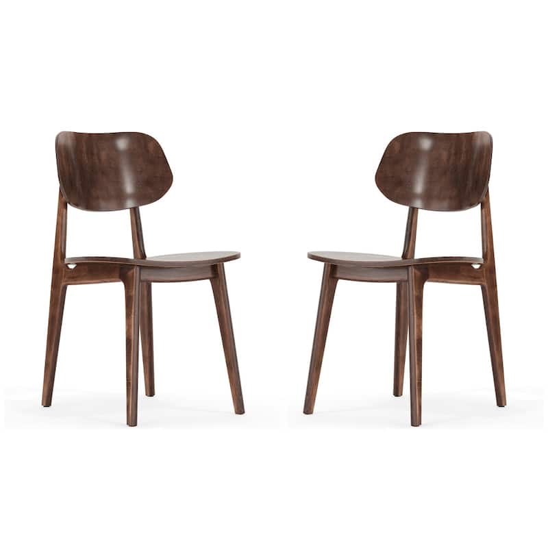 Set of 2 Commercial Solid Wood Dining Chair with Curved Backrest - 17.25"W x 20.75"D x 33.25"H - Antique Copper