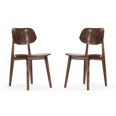 Set of 2 Commercial Solid Wood Dining Chair with Curved Backrest - 17.25"W x 20.75"D x 33.25"H