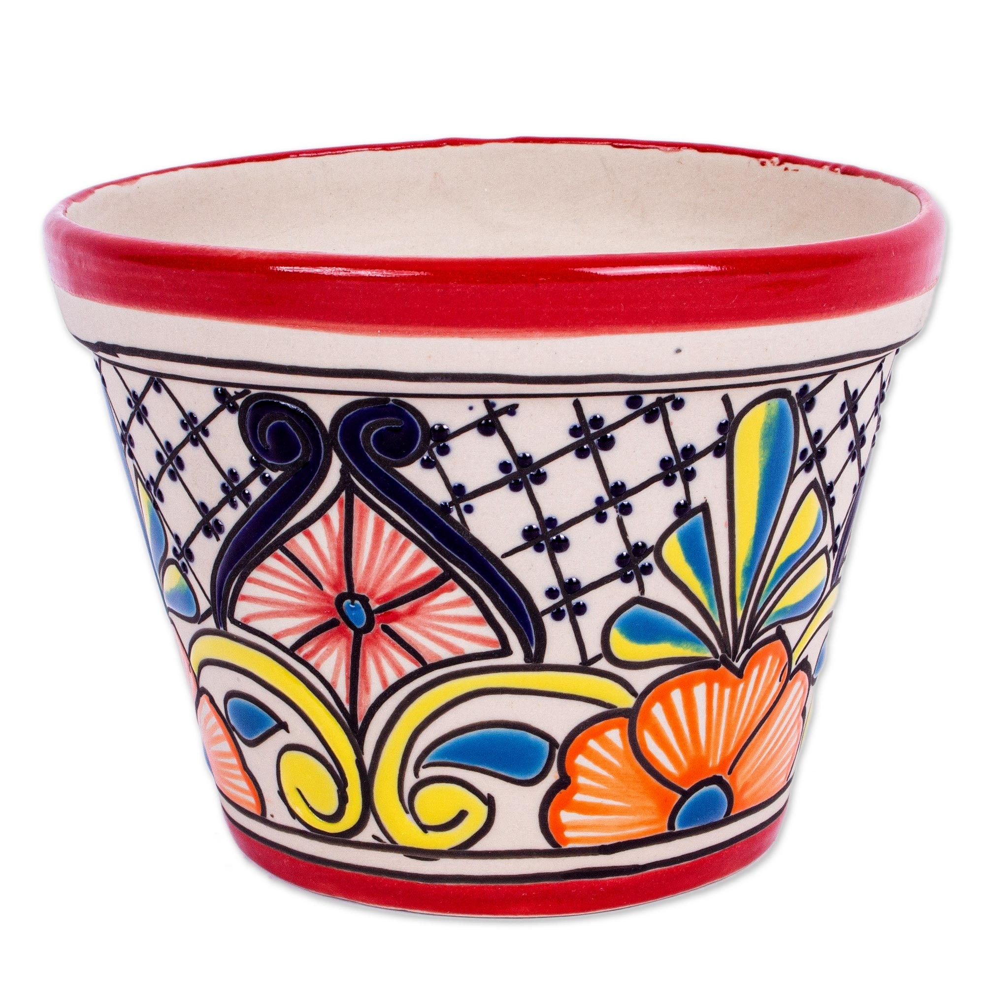 Novica Handmade Colorful Mercado Ceramic Flower Pot (5.5 Inch Diameter)  Bed Bath  Beyond 36503431