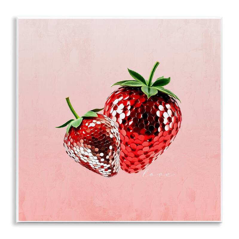 Stupell Disco Sequin Strawberries Wall Plaque Art Design By Kim Allen - 12 x 12