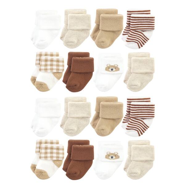 slide 1 of 1, Hudson Baby Cotton Rich Baby Terry Socks 16-Pack, Teddy Bear 0-6 Months - Teddy Bear