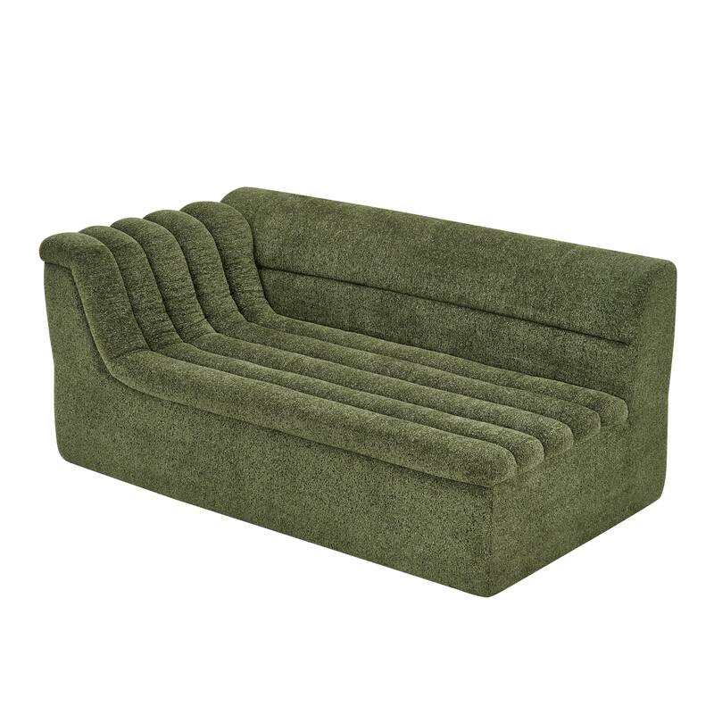 Roomfitters L-Shaped Modular Sectional Sofa with Chaise, Chenille Upholstery and Wave-Shaped Armrest