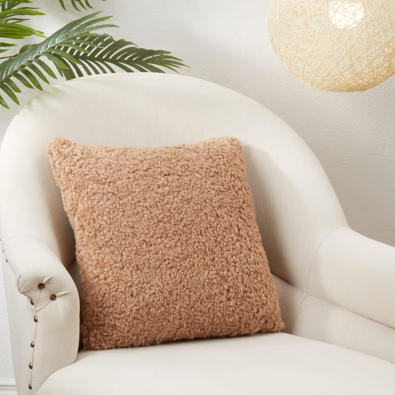 Faux Lamb Fur Throw Pillow