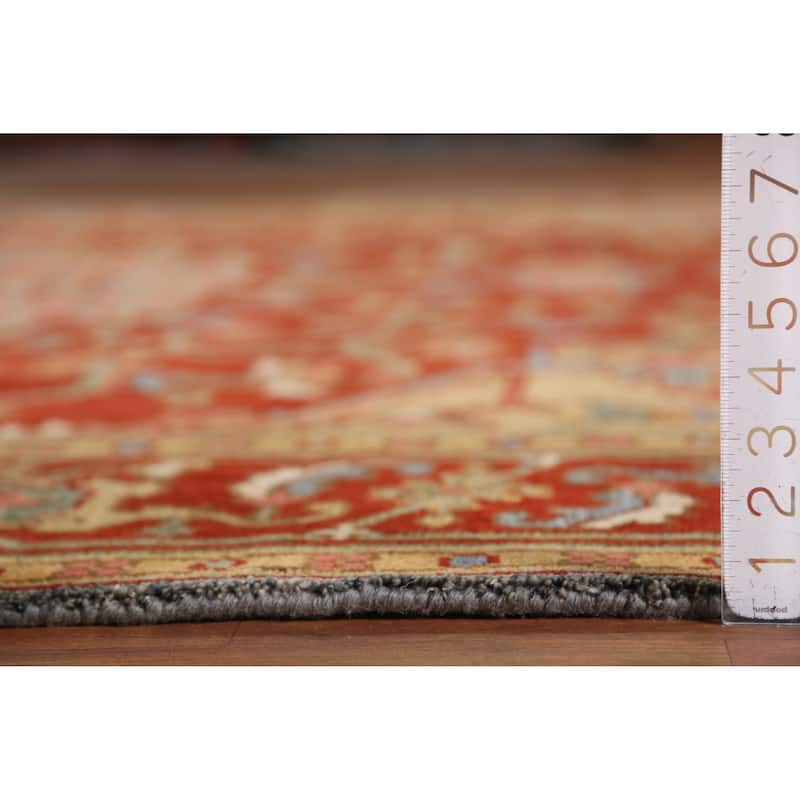 Heriz Serapi Indian Area Rug Handmade Orange Wool Carpet - 8'11" x 11'9"