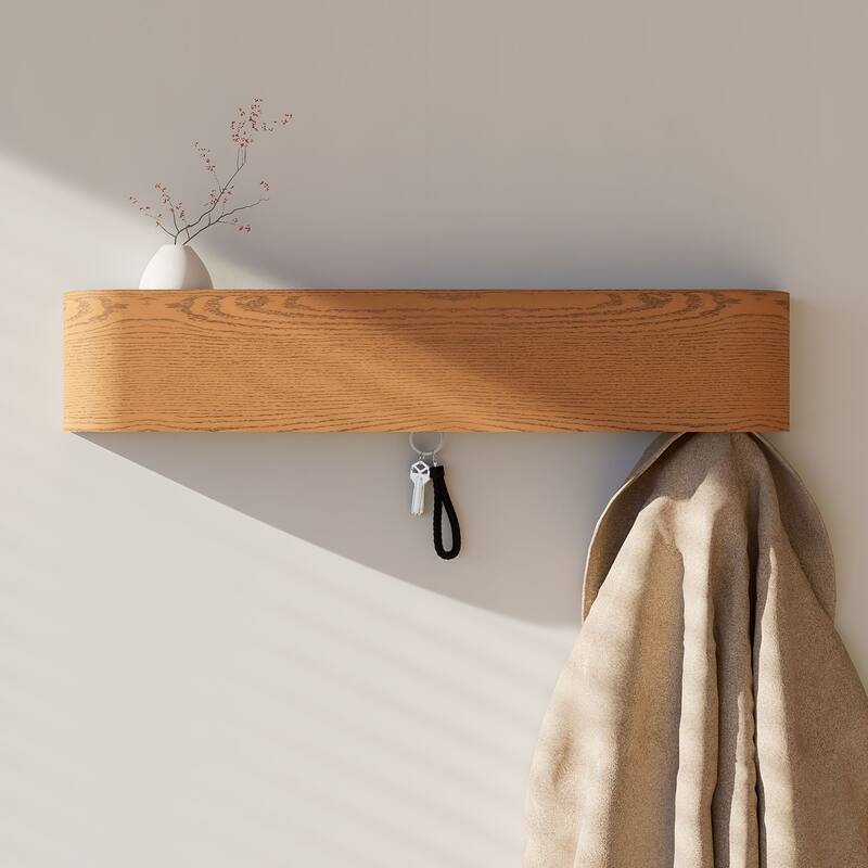 Solid Wood Wall-Mounted Coat Rack with Hooks