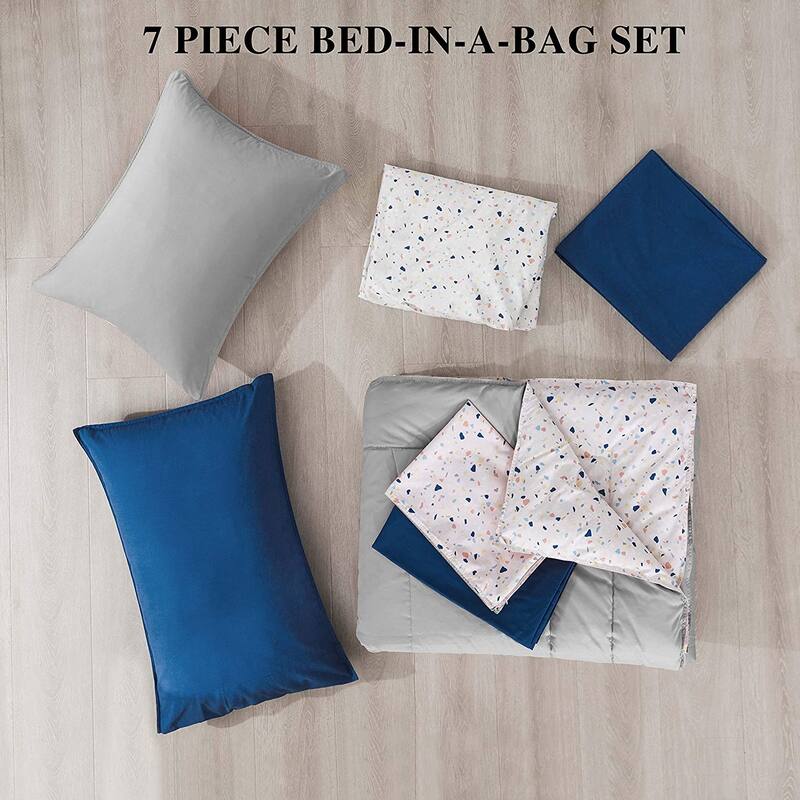 KASENTEX 5 or 7 Piece Bed in A Bag Microfiber Down Alternative Comforter Bedding Set with Sheets and Pillow Cases All Season
