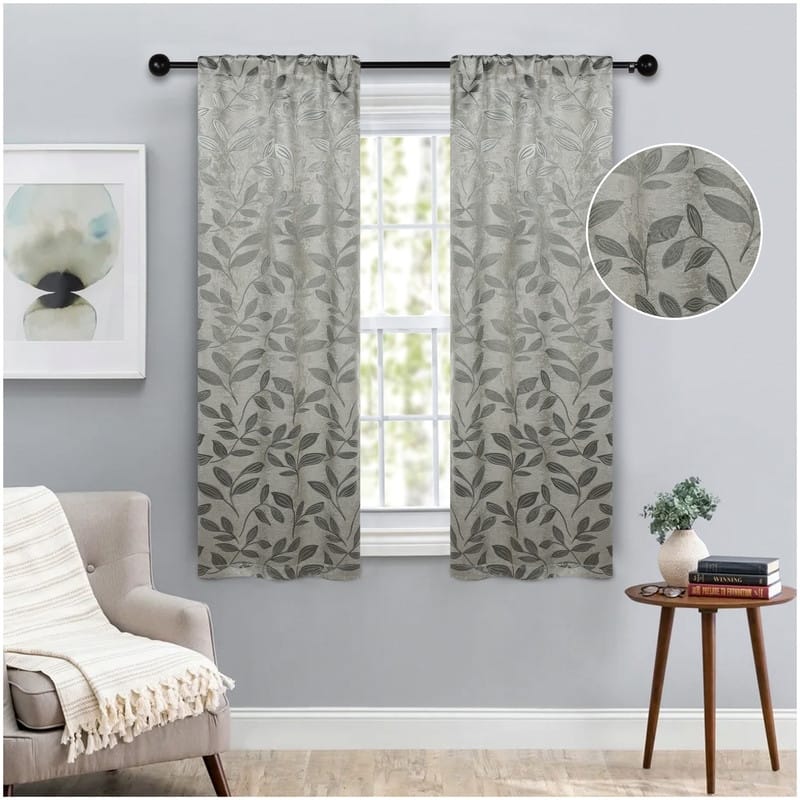 Superior Modern Bohemian Leaves Room Darkening Curtains with Grommets