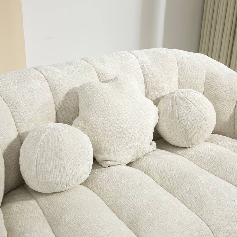 Bean Bag Sofa Lazy Sofa in White Chenille for Adults and Kids