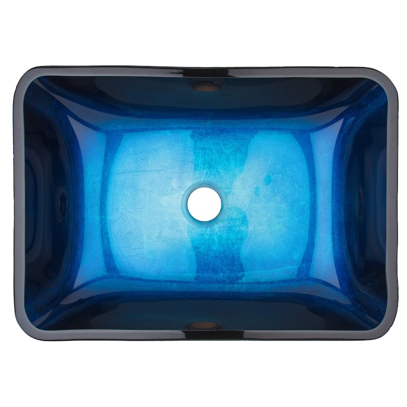 VIGO Donatello 18"L x 13"W x 4"H Glass Rectangular Vessel Bathroom Sink