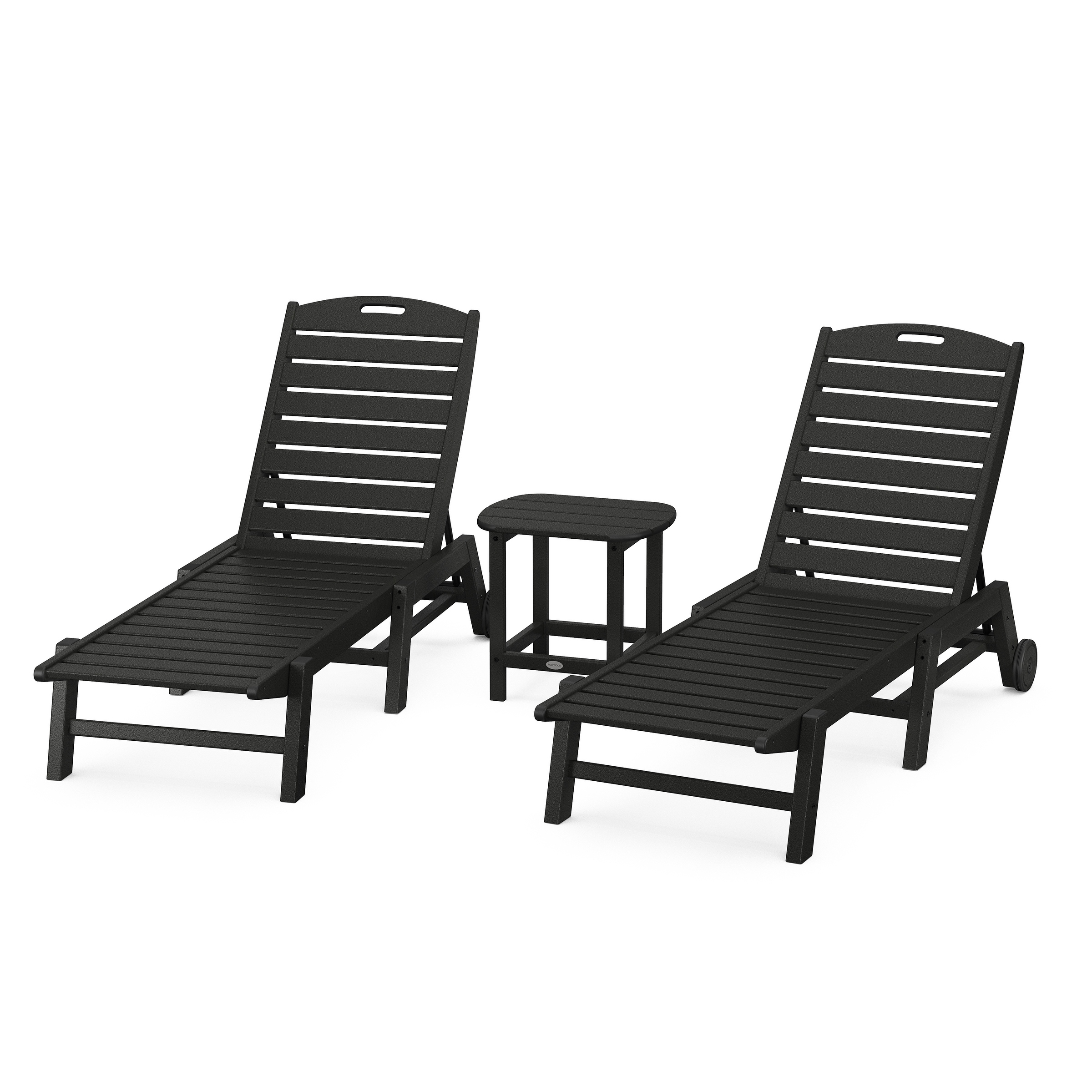 POLYWOOD Nautical 3 Piece Chaise Lounge with Wheels Set with South