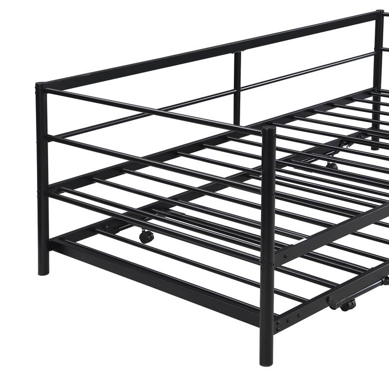 Twin Size Metal Platform Daybed with Adjustable Trundle, Pop-Up Design for Versatile Use, Sofa Bed for Bedroom, Guest Room