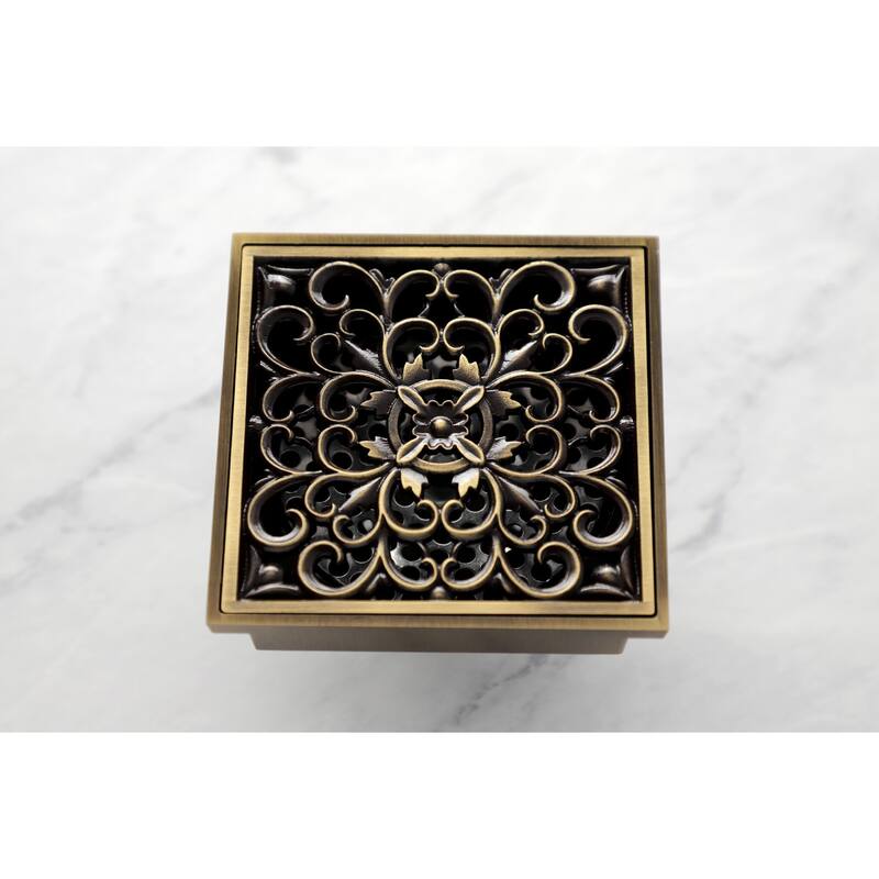 Watercourse Scroll 4" Square Grid Shower Drain