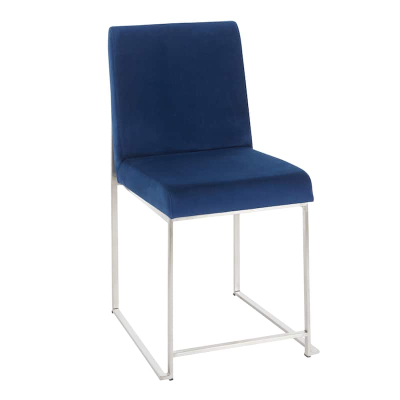Silver Orchid Forrest High Back Stainless Steel Dining Chair (Set of 2) - Blue Velvet