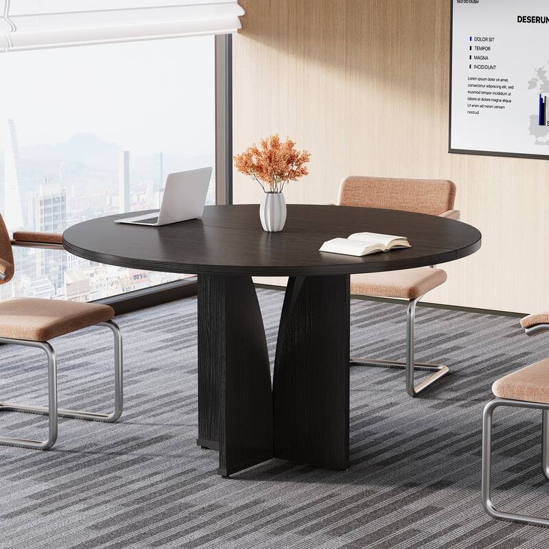 Wooden Conference Table, Round Meeting Table, Negotiation Business Training Room Desk