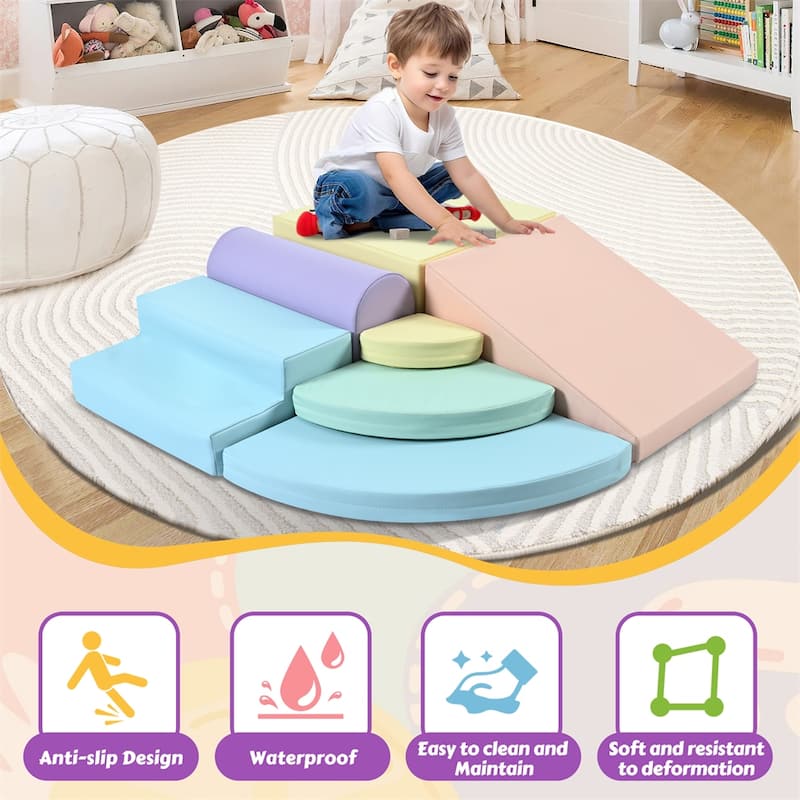 7 Piece Pizza Shape Foam Climbing Blocks for Toddlers