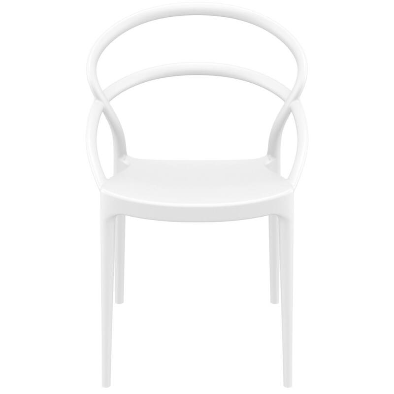 32.25" White Outdoor Patio Round Dining Chair