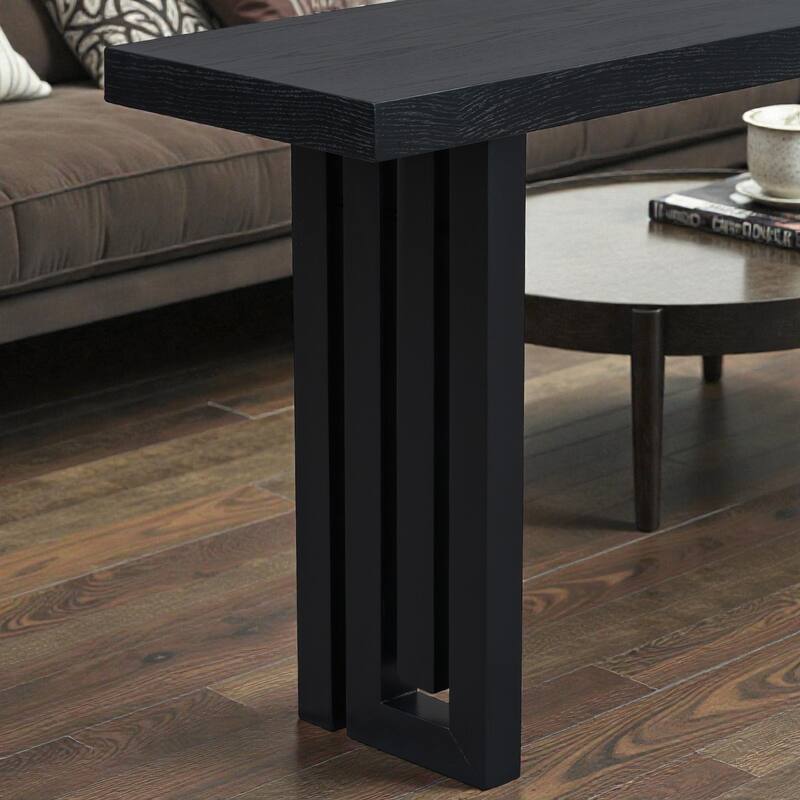 Oak Veneer Console Table with Unique Side Design, Modern Entryway Table for Hallway Living Room