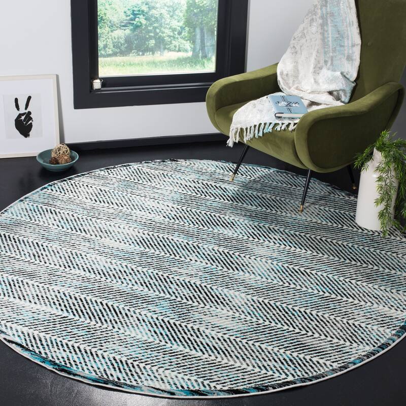 SAFAVIEH Skyler Hedwig Modern Rug - 6'7" Round - Grey/Blue