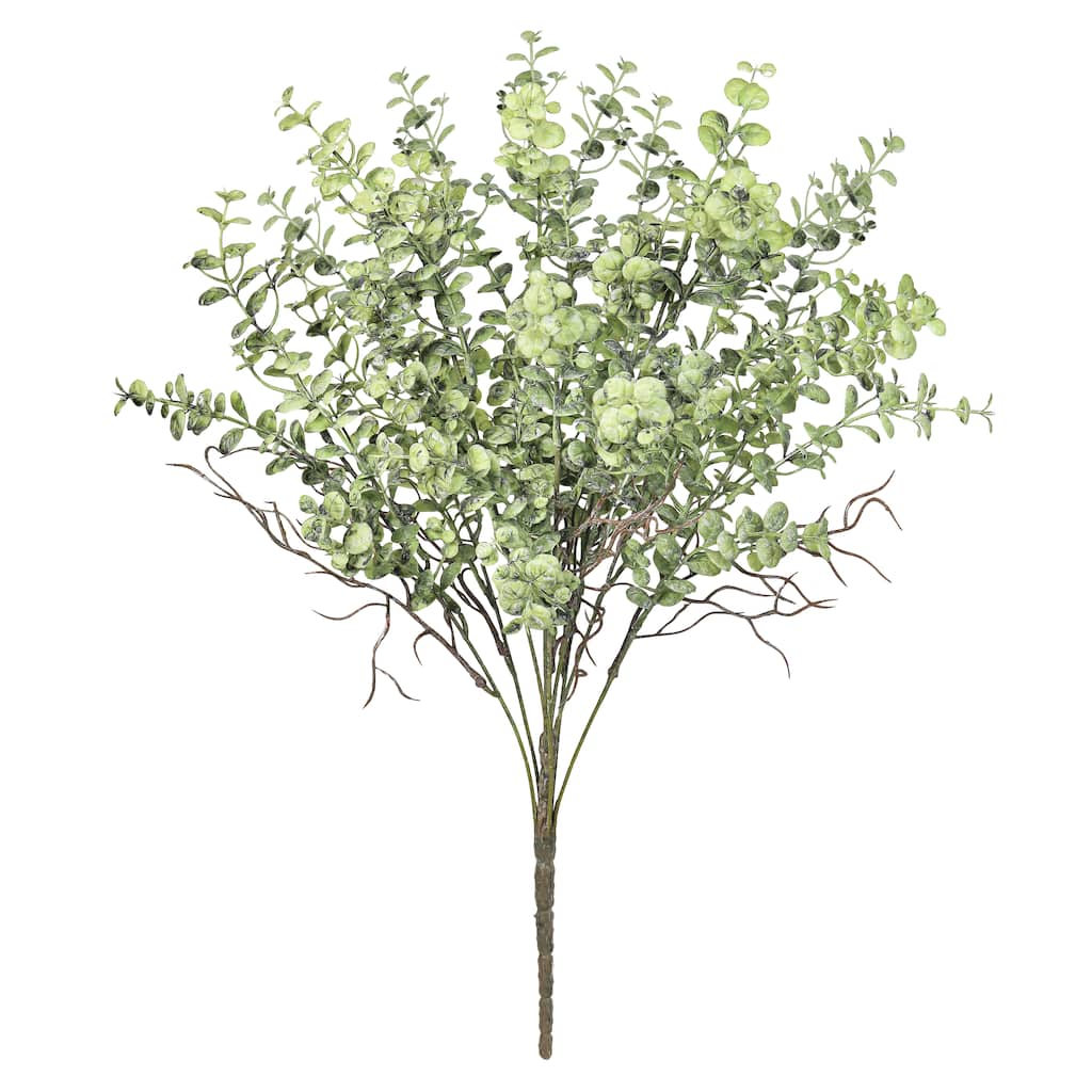 Set of 2 Frosted Green Artificial Boxwood Leaf Stem Plant Greenery Foliage Bush 21in - 21" L x 12" W x 12" DP