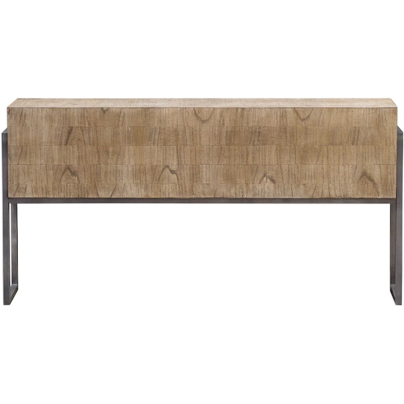 Uttermost Nevis 12" Long Iron and Mahogany Wood Console - Sofa Table