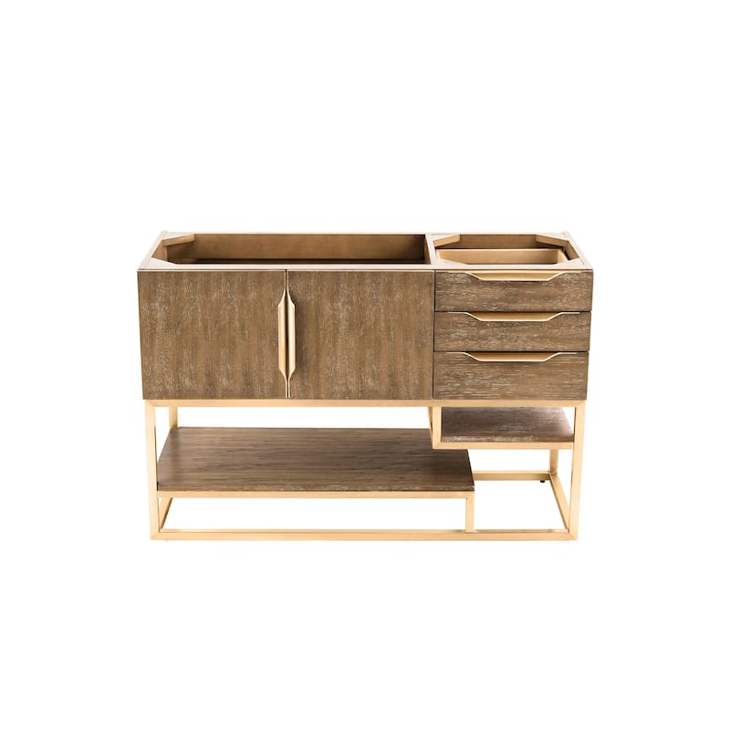 James Martin Vanities Columbia 48" Single Vanity, Latte Oak with Radiant Gold Hardware - Base Only - No Countertop