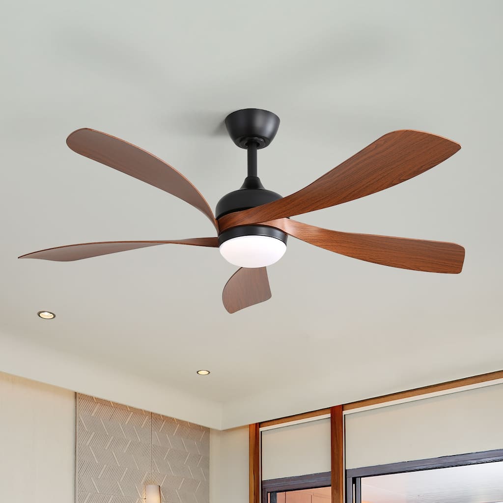 45 Inch / 52 Inch White Ceiling Fan with Dimmable LED Light and Remote, 6-Speed Reversible DC Motor, ABS Blades