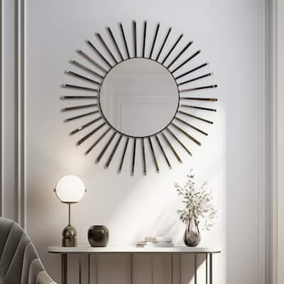 Sagebrook Home Modern 36 Inch Gold Metal Sun Burst Wall Mirror - 36" x 4" x 36"