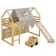 preview thumbnail 6 of 38, Twin Loft Bed with Play Tent, House Design, Slide & Ladder