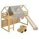 preview thumbnail 26 of 38, Twin Loft Bed with Play Tent and House Design, 250lb Capacity, Slide & Ladder