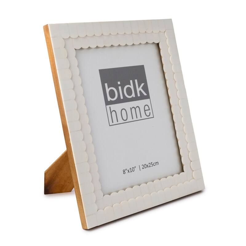 Rectangular Flower Border Picture Frame - for 8" x 10" Photo - White