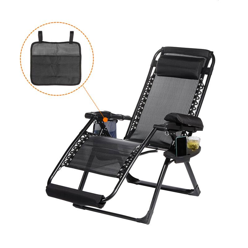 Chair Arm Rest Hanging Pouch, Magazine Waterproof Storage Bag for Camp - Black