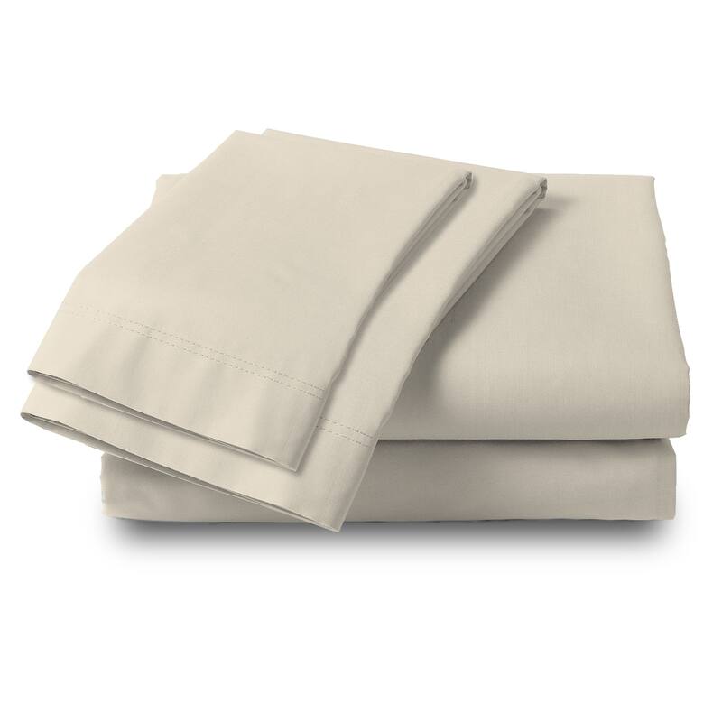 Color Sense 100% Cotton 300TC Ultra-Soft & Silky Wrinkle-Resistant Sheet Set - Ivory - Twin