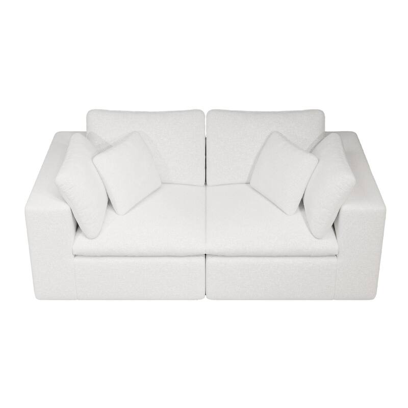 Roomfitters 78.8" Modular Sectional Sofa, 2-Piece Compressed Cloud Couch, No Assembly Required, Plush Corduroy, White