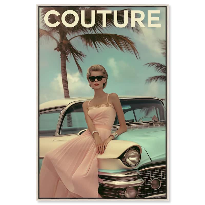 Vintage Beach Car Cover Canvas by Art Remedy - Silver - 36" x 54"
