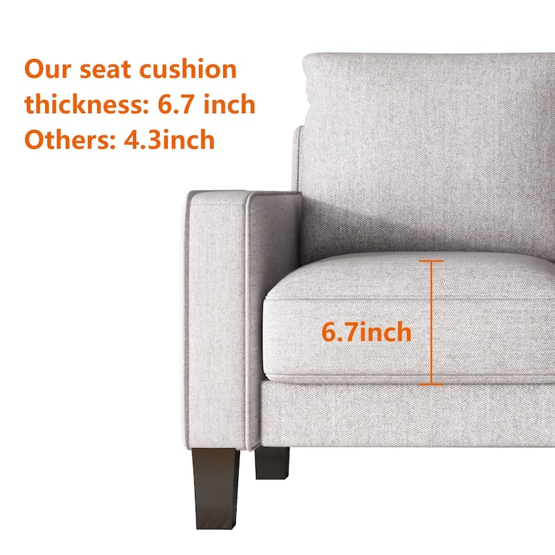 Small Fabric Upholstered 2 Seat Sofa with Solid Wood Leg and Ultra Thick Cushion