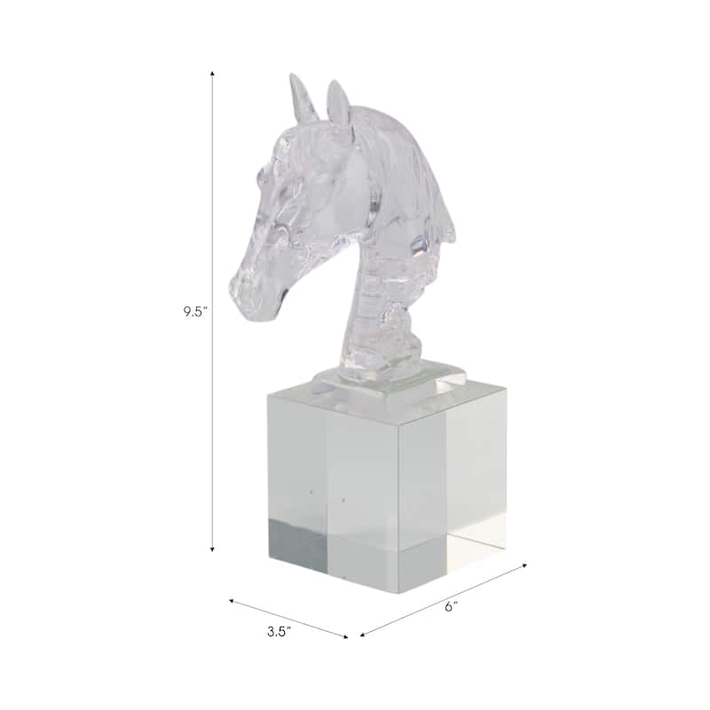 Resin Horse Sculpture with Crystal Base Figurine Accent - 10" Clear - 6" x 3.5" x 9.5"
